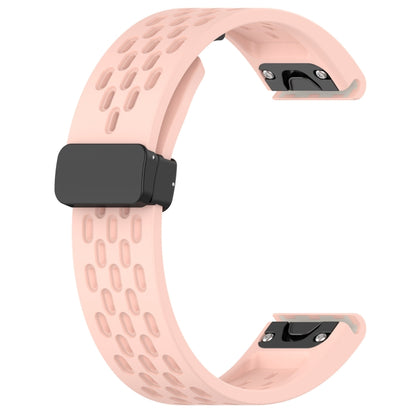 For Garmin Enduro 2 / Enduro Quick Release Holes Magnetic Buckle Silicone Watch Band(Pink) - Watch Bands by buy2fix | Online Shopping UK | buy2fix