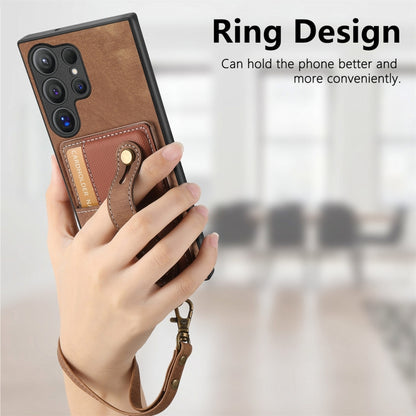 For Samsung Galaxy S24 Ultra 5G Retro Cross Wristband Wallet Leather Back Phone Case(Brown) - Galaxy S24 Ultra 5G Cases by buy2fix | Online Shopping UK | buy2fix