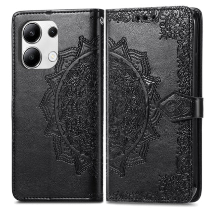 For Xiaomi Redmi Note 13 4G Mandala Flower Embossed Leather Phone Case(Black) - Note 13 Cases by buy2fix | Online Shopping UK | buy2fix