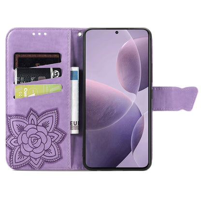 For Xiaomi Redmi K70 Butterfly Love Flower Embossed Leather Phone Case(Purple) - K70 Cases by buy2fix | Online Shopping UK | buy2fix