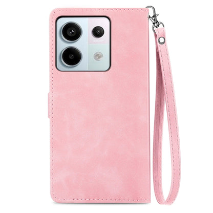 For Xiaomi Redmi Note 13 Pro 5G Embossed Flower Zipper Leather Phone Case(Pink) - Redmi K60 Ultra Cases by buy2fix | Online Shopping UK | buy2fix