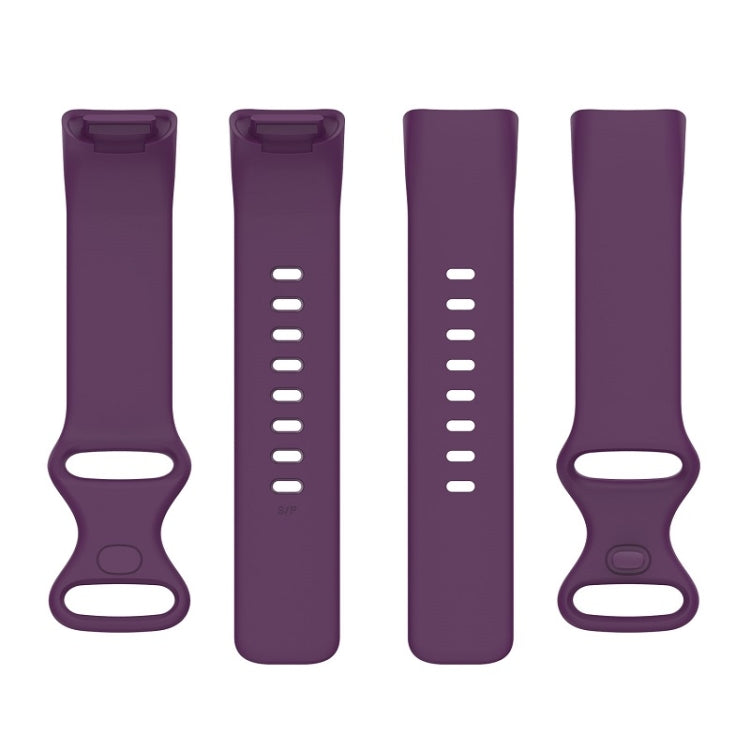 For Fitbit Charge 6 Solid Color Butterfly Buckle Silicone Watch Band, Size:S Size(Dark Purple) - Watch Bands by buy2fix | Online Shopping UK | buy2fix