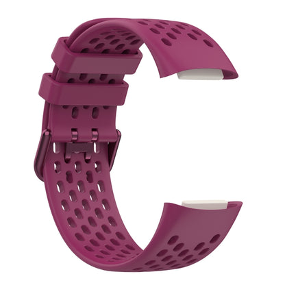 For Fitbit Charge 6 Solid Color Breathable Sports Silicone Watch Band(Wine Red) - Watch Bands by buy2fix | Online Shopping UK | buy2fix