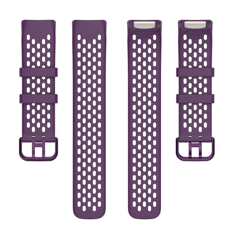 For Fitbit Charge 6 Solid Color Breathable Sports Silicone Watch Band(Dark Purple) - Watch Bands by buy2fix | Online Shopping UK | buy2fix