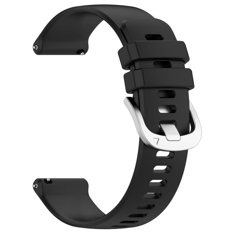 For Garmin Vivoactive 5 Liquid Glossy Silver Buckle Silicone Watch Band(Black) - Watch Bands by buy2fix | Online Shopping UK | buy2fix