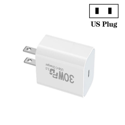 Single Port PD30W USB-C / Type-C Charger with Type-C to Type-C Data Cable US Plug - USB Charger by buy2fix | Online Shopping UK | buy2fix