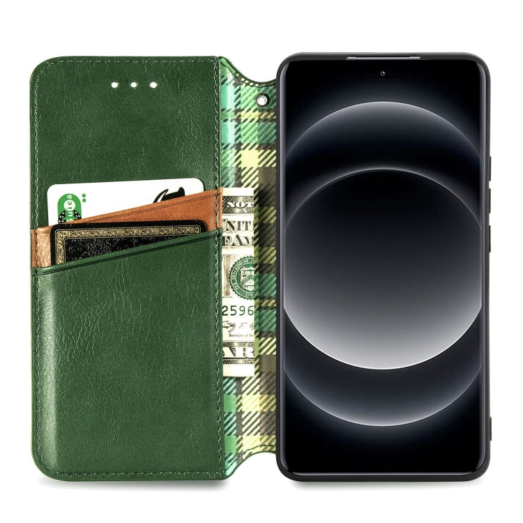 For Xiaomi 14 Ultra Cubic Grid Pressed Magnetic Leather Phone Case(Green) - 14 Ultra Cases by buy2fix | Online Shopping UK | buy2fix