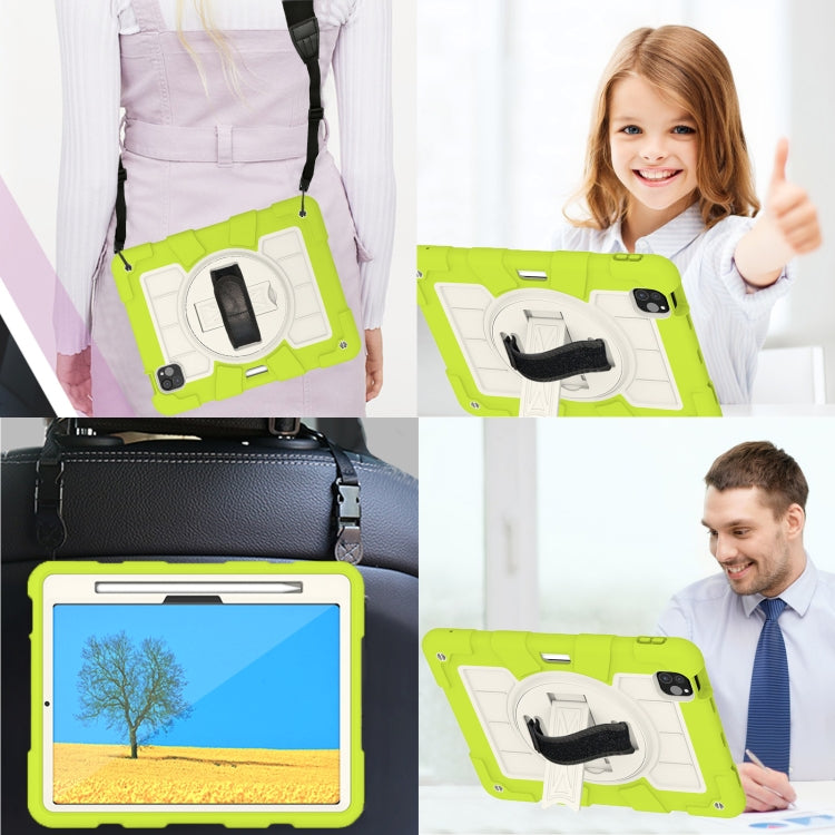 For iPad Pro 11 2024 Silicone Hybrid PC Shockproof Tablet Case with Shoulder Strap(Love Birds Green) - iPad Pro 11 2024 Cases by buy2fix | Online Shopping UK | buy2fix