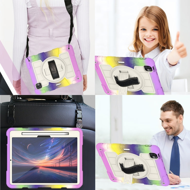 For iPad Pro 11 2024 Silicone Hybrid PC Shockproof Tablet Case with Shoulder Strap(Colorful Purple) - iPad Pro 11 2024 Cases by buy2fix | Online Shopping UK | buy2fix