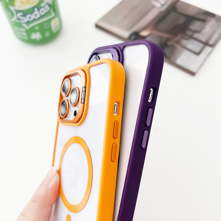 For iPhone 15 Pro MagSafe Acrylic Hybrid TPU Holder Phone Case with Lens film(Purple) - iPhone 15 Pro Cases by buy2fix | Online Shopping UK | buy2fix