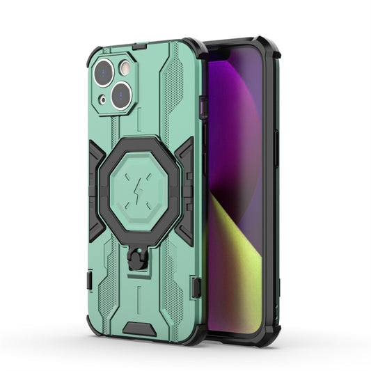 For iPhone 14 Plus MagSafe Supersonic Armor Holder PC Hybrid TPU Phone Case(Green) - iPhone 14 Plus Cases by buy2fix | Online Shopping UK | buy2fix