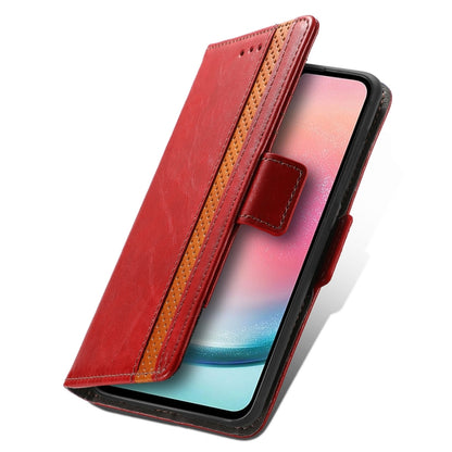 For Samsung Galaxy S25+ 5G CaseNeo Splicing Dual Magnetic Buckle Leather Phone Case(Red) - Galaxy S25+ 5G Cases by CaseNeo | Online Shopping UK | buy2fix