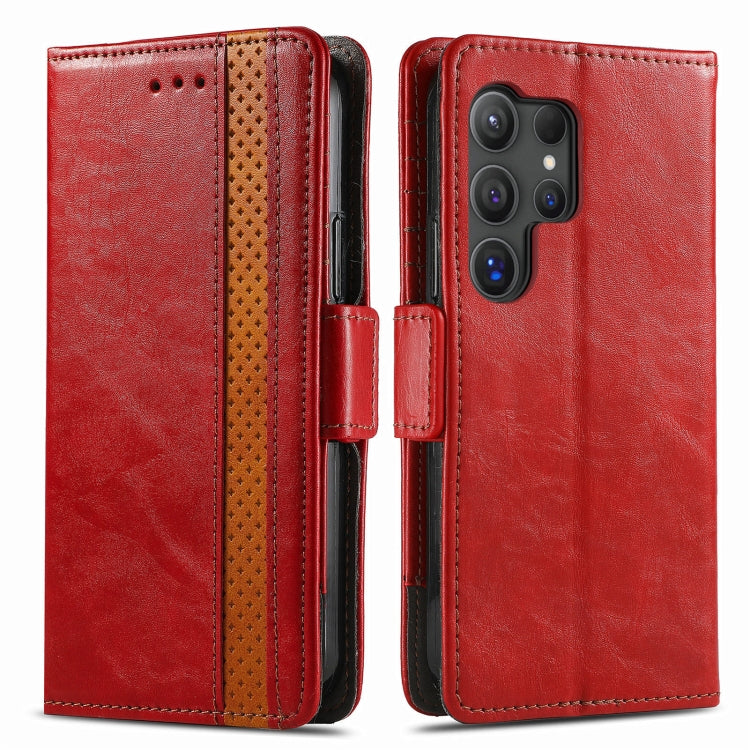 For Samsung Galaxy S25 Ultra 5G CaseNeo Splicing Dual Magnetic Buckle Leather Phone Case(Red) - Galaxy S25 Ultra 5G Cases by CaseNeo | Online Shopping UK | buy2fix