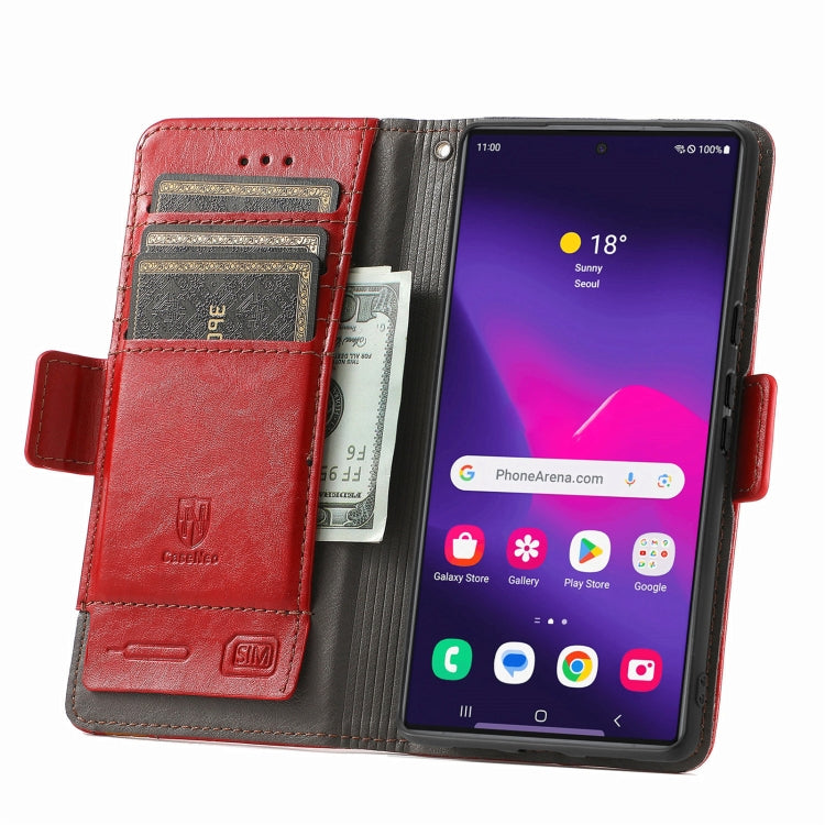 For Samsung Galaxy S25 Ultra 5G CaseNeo Splicing Dual Magnetic Buckle Leather Phone Case(Red) - Galaxy S25 Ultra 5G Cases by CaseNeo | Online Shopping UK | buy2fix