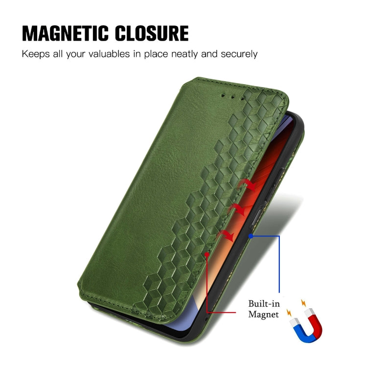 For Blackview A96 Cubic Grid Pressed Magnetic Leather Phone Case(Green) - More Brand by buy2fix | Online Shopping UK | buy2fix