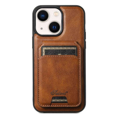 For iPhone 14 Plus Suteni H15 MagSafe Oil Eax Leather Detachable Wallet Back Phone Case(Brown) - iPhone 14 Plus Cases by Suteni | Online Shopping UK | buy2fix