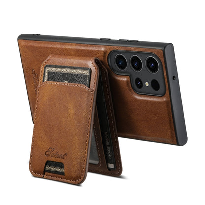 For Samsung Galaxy S23 Ultra 5G Suteni H15  Oil Eax Leather Detachable Wallet Back Phone Case(Brown) - Galaxy S23 Ultra 5G Cases by Suteni | Online Shopping UK | buy2fix