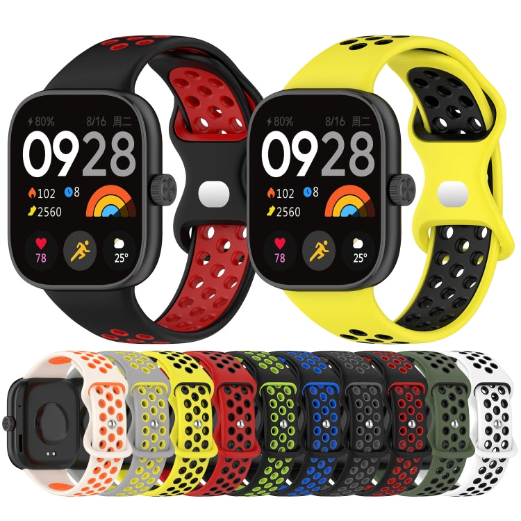 For Redmi Watch 4 Dual Color Perforated Silicone Watch Band(Gray Yellow) - Watch Bands by buy2fix | Online Shopping UK | buy2fix