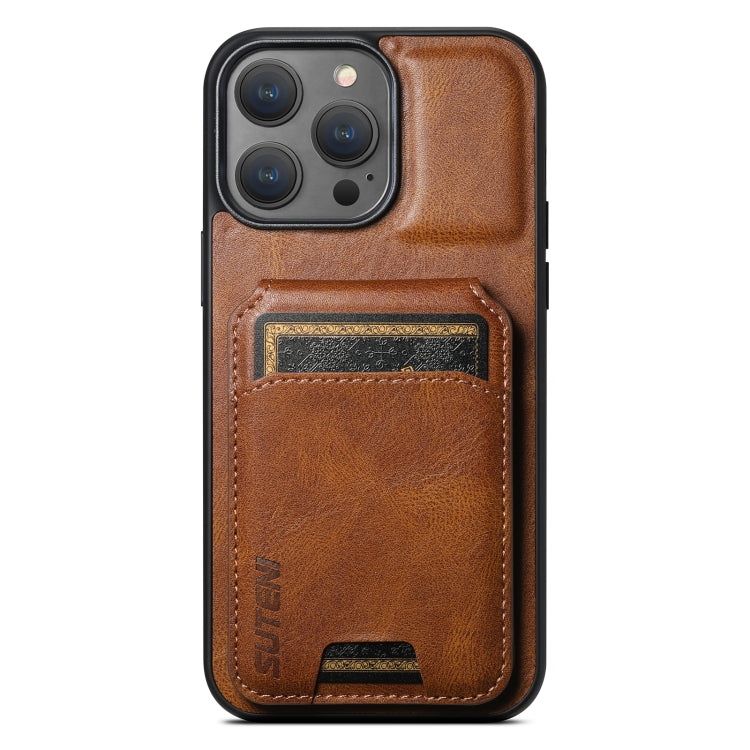 For iPhone 15 Pro Max Suteni H02 Leather Wallet Stand Back Phone Case(Brown) - iPhone 15 Pro Max Cases by Suteni | Online Shopping UK | buy2fix