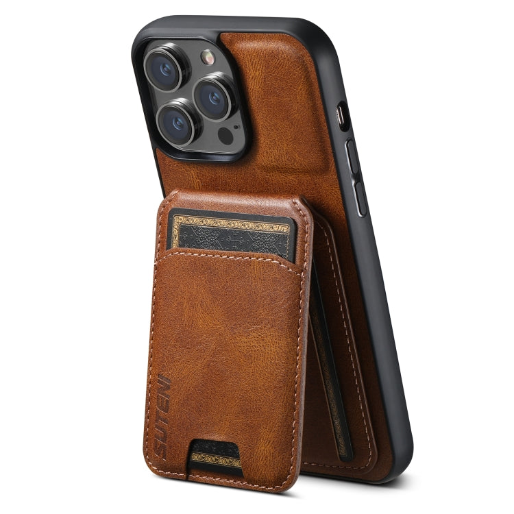 For iPhone 15 Pro Max Suteni H02 Leather Wallet Stand Back Phone Case(Brown) - iPhone 15 Pro Max Cases by Suteni | Online Shopping UK | buy2fix