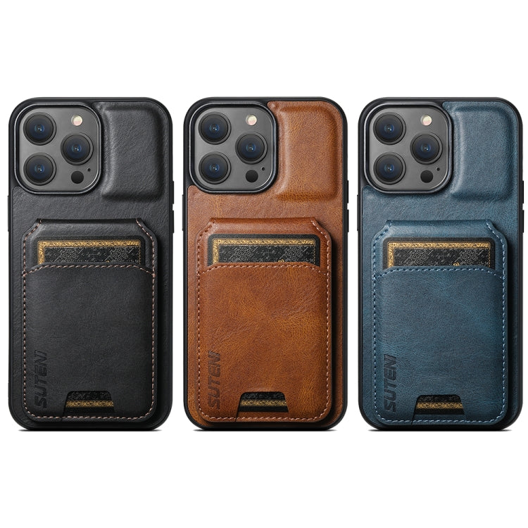 For iPhone 15 Pro Max Suteni H02 Leather Wallet Stand Back Phone Case(Brown) - iPhone 15 Pro Max Cases by Suteni | Online Shopping UK | buy2fix