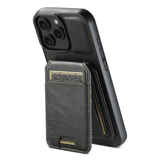 For iPhone 16 Pro Suteni H02 Leather Wallet Stand Back Phone Case(Black) - iPhone 16 Pro Cases by Suteni | Online Shopping UK | buy2fix