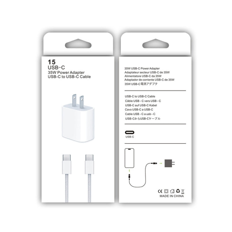 PD35W USB-C / Type-C Port Charger with 1m Type-C to Type-C Data Cable, US Plug - USB Charger by buy2fix | Online Shopping UK | buy2fix