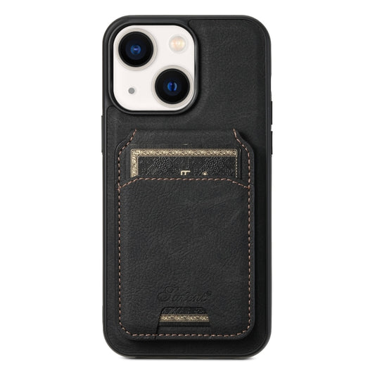 For iPhone 13 Suteni H17 Litchi Texture Leather MagSafe Detachable Wallet Phone Case(Black) - iPhone 13 Cases by Suteni | Online Shopping UK | buy2fix