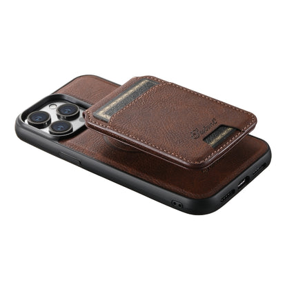 For iPhone 13 Suteni H17 Litchi Texture Leather MagSafe Detachable Wallet Phone Case(Brown) - iPhone 13 Cases by Suteni | Online Shopping UK | buy2fix