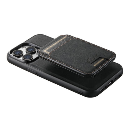 For iPhone 12  Suteni H17 Litchi Texture Leather MagSafe Detachable Wallet Phone Case(Black) - iPhone 12 / 12 Pro Cases by Suteni | Online Shopping UK | buy2fix