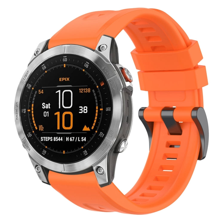 For Garmin Epix Gen2 / Epix Pro Gen2 47mm Solid Color Black Buckle Silicone Quick Release Watch Band(Orange) - Watch Bands by buy2fix | Online Shopping UK | buy2fix