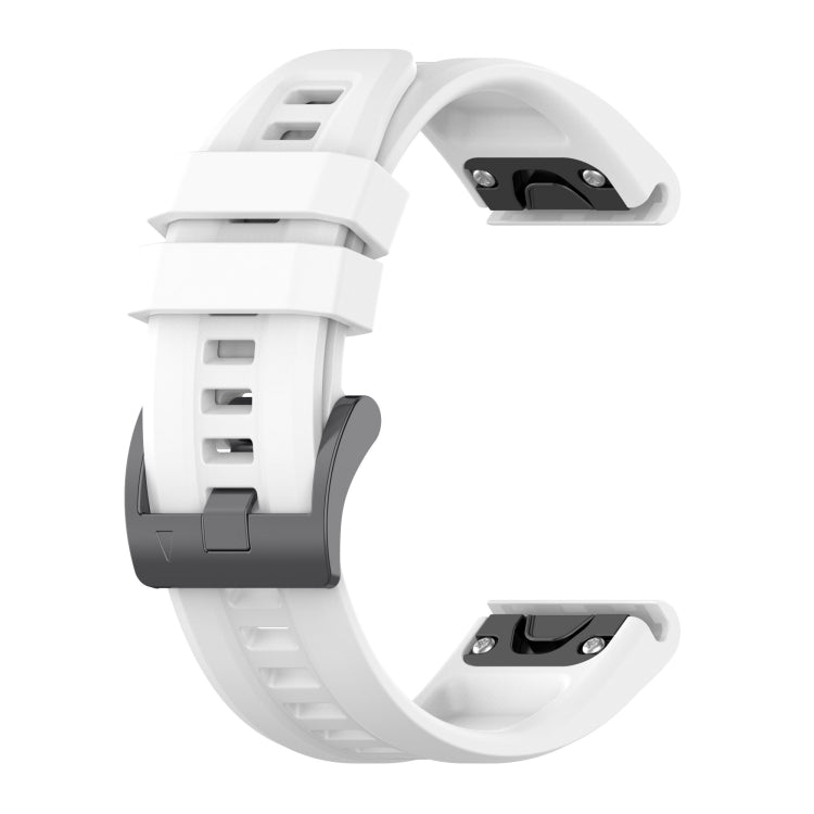 For Garmin Fenix 6 Pro GPS Solid Color Black Buckle Silicone Quick Release Watch Band(White) - Watch Bands by buy2fix | Online Shopping UK | buy2fix