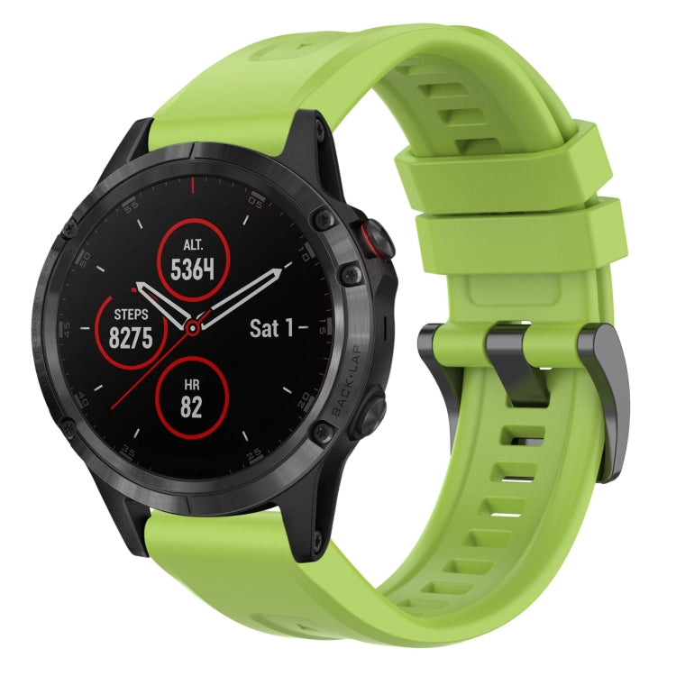 For Garmin Fenix 5 / Fenix 5 Plus Solid Color Black Buckle Silicone Quick Release Watch Band(Lime green) - Watch Bands by buy2fix | Online Shopping UK | buy2fix