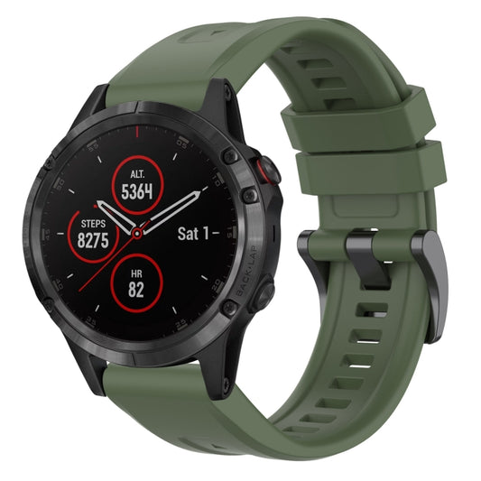 For Garmin Fenix 5 / Fenix 5 Plus Solid Color Black Buckle Silicone Quick Release Watch Band(Dark Green) - Watch Bands by buy2fix | Online Shopping UK | buy2fix