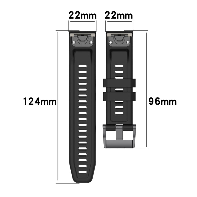 For Garmin Fenix 6 GPS Solid Color Black Buckle Silicone Quick Release Watch Band(Gray) - Watch Bands by buy2fix | Online Shopping UK | buy2fix
