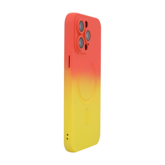 For iPhone 16 Pro Max ENKAY Hat-Prince MagSafe Rainbow Gradient Silicone Phone Case with Lens Film(Orange Yellow) - iPhone 16 Pro Max Cases by ENKAY | Online Shopping UK | buy2fix