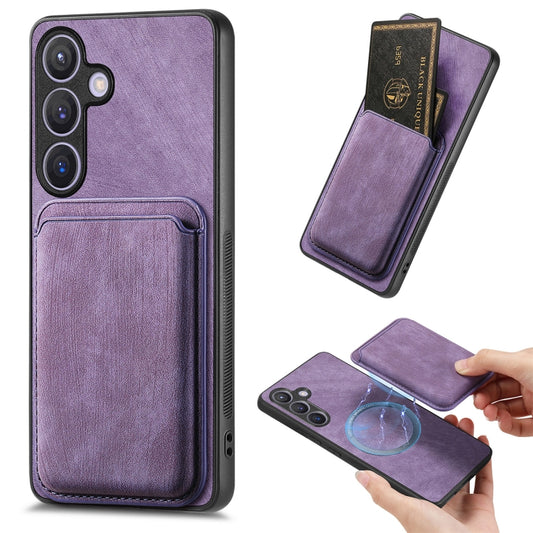 For Samsung Galaxy S24 5G Retro Leather Card Bag Magnetic Phone Case(Purple) - Galaxy S24 5G Cases by buy2fix | Online Shopping UK | buy2fix