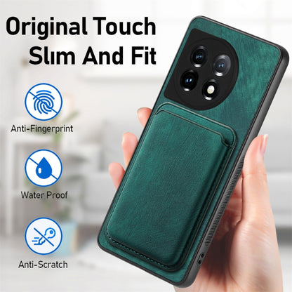 For OnePlus 11 Retro Leather Card Bag Magnetic Phone Case(Green) - OnePlus Cases by buy2fix | Online Shopping UK | buy2fix