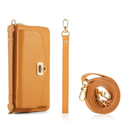 For iPhone 13 Pro Max MagSafe Crossbody Multi-functional Zipper Wallet Litchi Leather Phone Case(Orange) - More iPhone Cases by buy2fix | Online Shopping UK | buy2fix