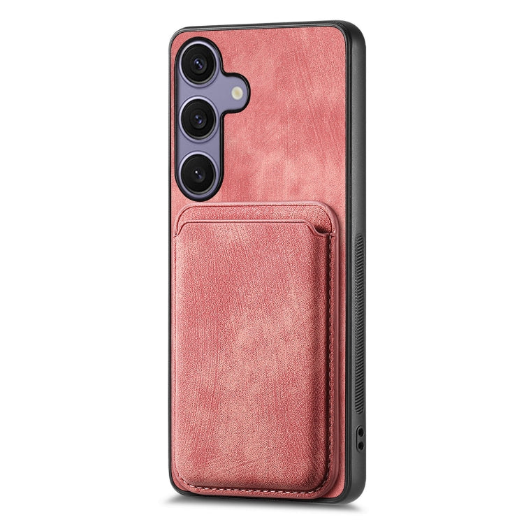 For Samsung Galaxy S25 5G Retro Leather Card Bag Magnetic Phone Case(Pink) - Galaxy S25 5G Cases by buy2fix | Online Shopping UK | buy2fix