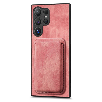 For Samsung Galaxy S25 Ultra 5G Retro Leather Card Bag Magnetic Phone Case(Pink) - Galaxy S25 Ultra 5G Cases by buy2fix | Online Shopping UK | buy2fix