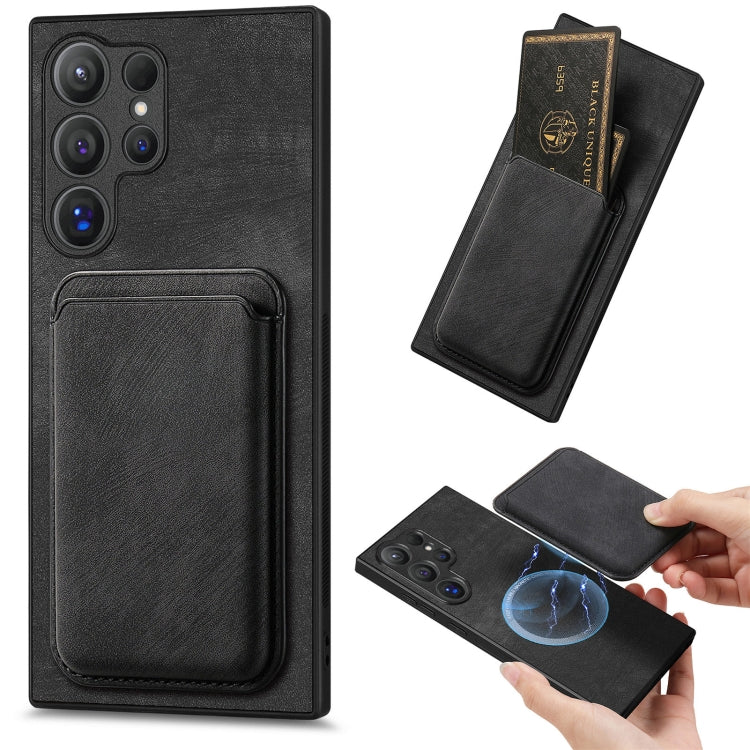 For Samsung Galaxy S25 Ultra 5G Retro Leather Card Bag Magnetic Phone Case(Black) - Galaxy S25 Ultra 5G Cases by buy2fix | Online Shopping UK | buy2fix