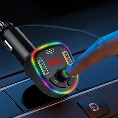 P24 1 Type-C + 2 USB Car Charger Car Bluetooth Music Player Voltage Detection - Bluetooth Car Kits by buy2fix | Online Shopping UK | buy2fix