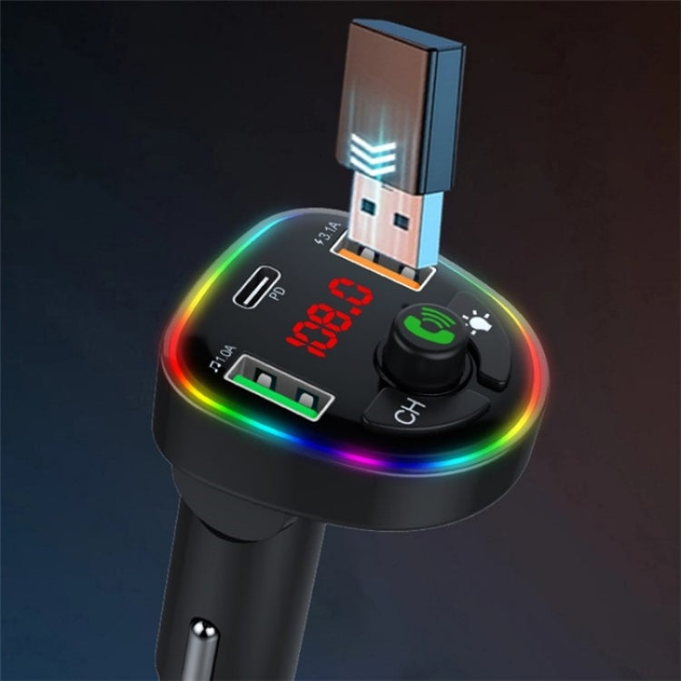 P24 1 Type-C + 2 USB Car Charger Car Bluetooth Music Player Voltage Detection - Bluetooth Car Kits by buy2fix | Online Shopping UK | buy2fix