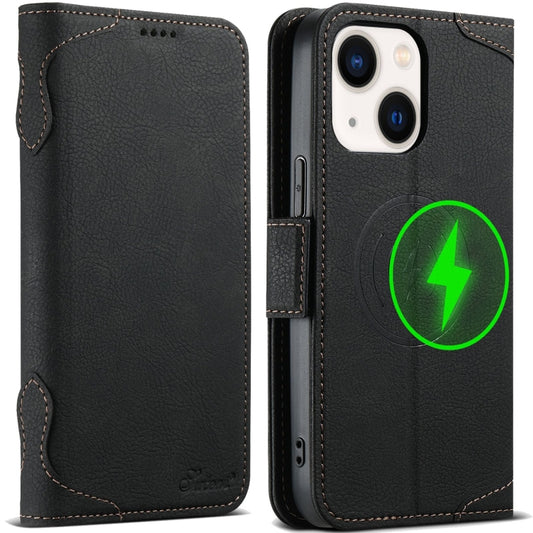 For iPhone 13 SUTENI J07 Multifunctional Horizontal Flip Magsafe Leather Phone Case(Black) - iPhone 13 Cases by Suteni | Online Shopping UK | buy2fix