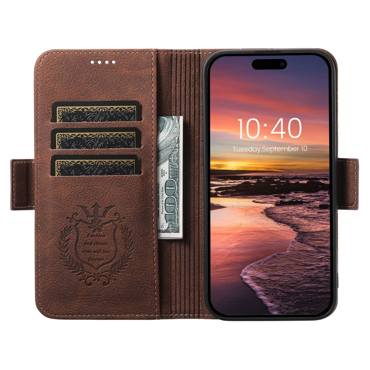 For iPhone 16 Plus SUTENI J07 Multifunctional Horizontal Flip Magsafe Leather Phone Case(Brown) - iPhone 16 Plus Cases by Suteni | Online Shopping UK | buy2fix