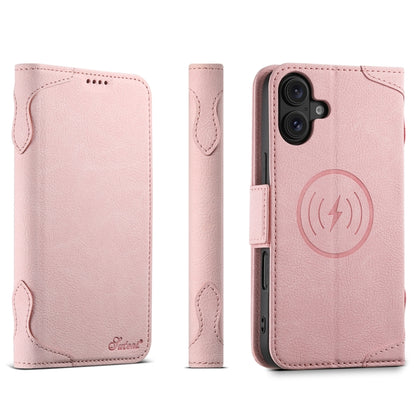 For iPhone 16 Plus SUTENI J07 Multifunctional Horizontal Flip Magsafe Leather Phone Case(Pink) - iPhone 16 Plus Cases by Suteni | Online Shopping UK | buy2fix