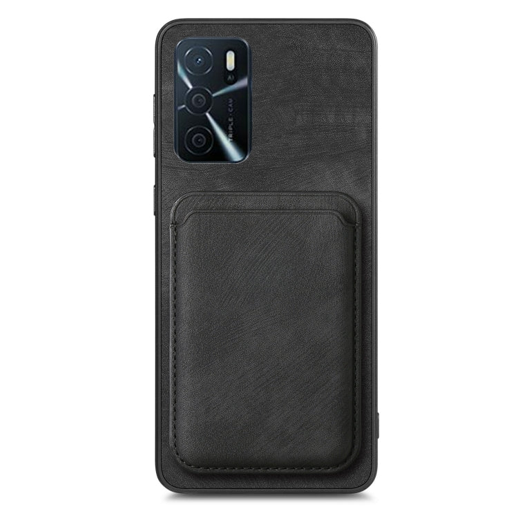 For OPPO A58 4G Retro Leather Card Bag Magnetic Phone Case(Black) - OPPO Cases by buy2fix | Online Shopping UK | buy2fix