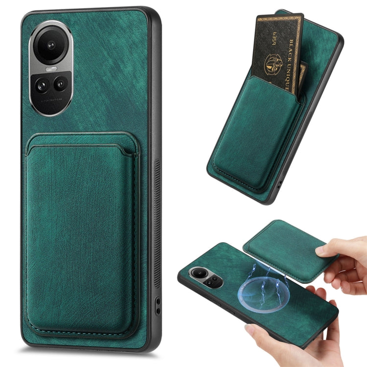 For OPPO Reno10 Pro Global Retro Leather Card Bag Magnetic Phone Case(Green) - OPPO Cases by buy2fix | Online Shopping UK | buy2fix