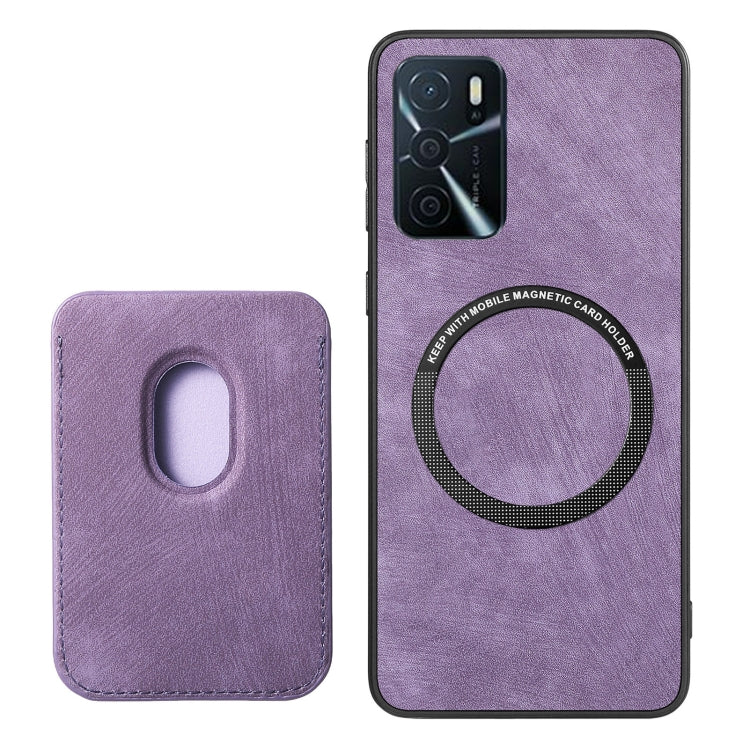 For OPPO Reno10 Pro Global Retro Leather Card Bag Magnetic Phone Case(Purple) - OPPO Cases by buy2fix | Online Shopping UK | buy2fix